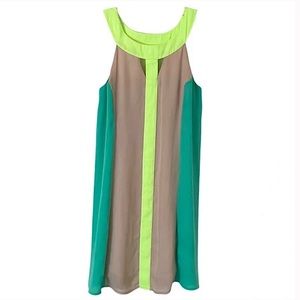 Judith March Neon Color Block Sleeveless Dress - Large